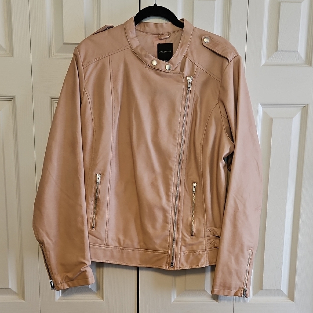 *PRICE FIRM* NWOT Lane Bryant Pink Leather Jacket Classic Silhouette